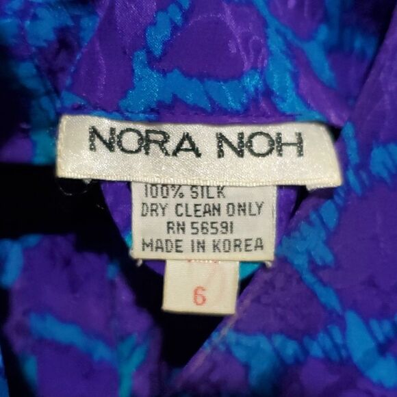 Vintage 80s Nora Noh 100% Silk Midi/Maxi Dress With Batwing Sleeves - Picture 10 of 16